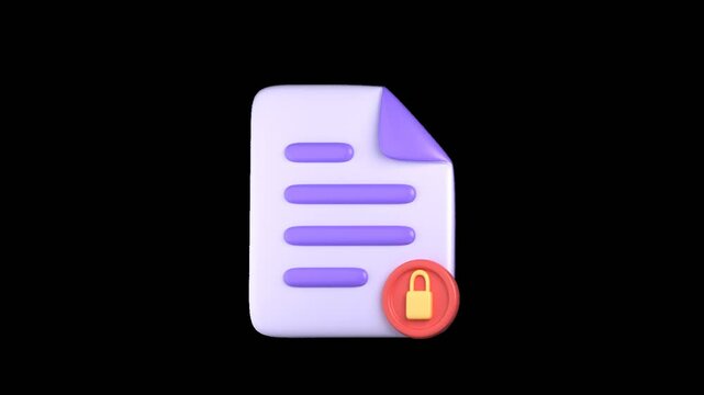 3D animated locked document icon