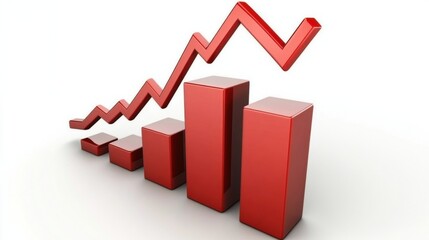 a red graph bar chart with a red arrow