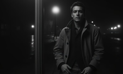 Stylish man in dramatic night setting