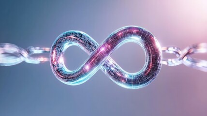 Infinity symbol with a shimmering, colorful design.