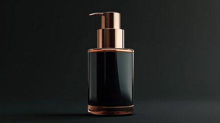 Naklejka premium A 3D airless pump bottle for cosmetic serum, featuring a realistic design for foundation cream, moisturizer, body oil, and skin lotion treatment with pump cap.