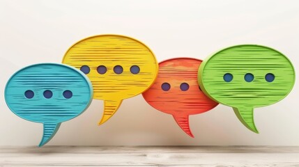 Vibrant speech bubbles highlight popular hashtags for social media trends and content insights