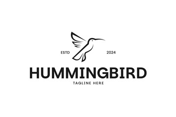 Line art logo design hummingbird vector template illustration
