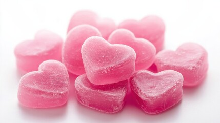 Obraz premium a pile of pink candy hearts on a white surface