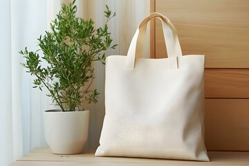 Beige Canvas Tote Bag Perfect for Groceries or Shopping with Elegant and Eco-Friendly Design