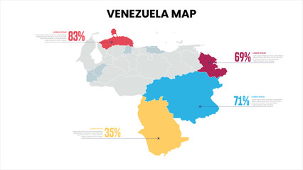 Venezuela Modern Map Percentage Infographic Template Detailed infographic map of Venezuela