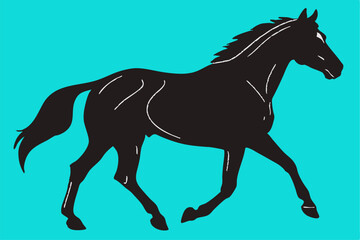 silhouette of clean vactor of hourse isolated