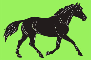 silhouette of clean vactor of hourse isolated