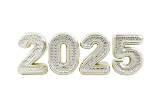 3d New Year 2025 text png isolated