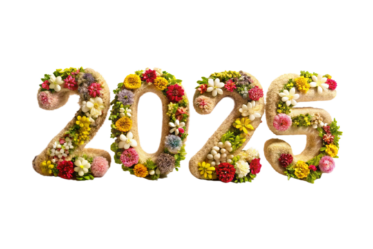 3d New Year 2025 text png isolated