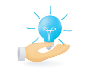 Hand holding light bulb idea concept