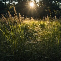Sunlight filtering through tall grass.