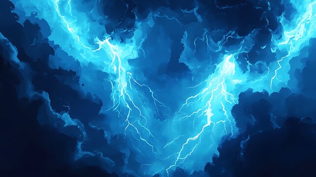 Blue and white thunderstrike abstract background illustration background, glowing lights wallpaper design