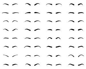 Types and forms of eyebrows, tattoo design on a white background