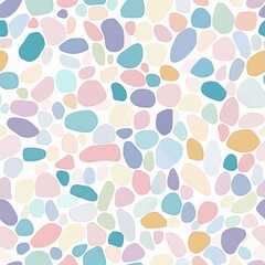 Pastel Pebble Path A clean design featuring irregular pebble shapes in pastel hues scattered across a solid background

