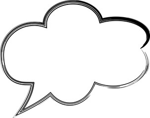 A blank speech bubble with a cloud-like shape, symbolizing communication or thoughts.
