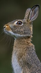 Fototapeta premium A close-up profile of a rabbit showcasing its features and natural beauty.
