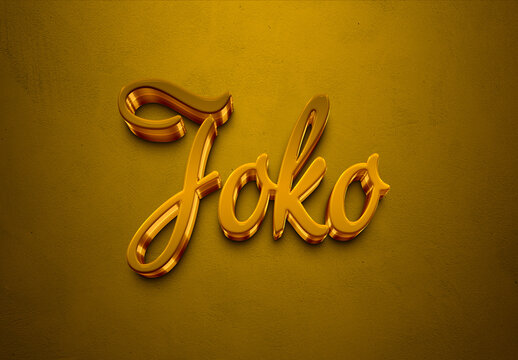 Golden 3D editable text effect of Indonesian name Joko.