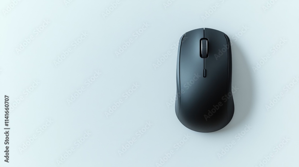 Poster A simple yet striking image of a black wireless mouse isolated on a white background, emphasizing its modern design and usability.
