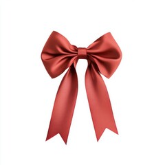 Fototapeta premium Glossy Red Bow with Exaggerated Curves Perfect for Charming Gift Wrapping and Decorations