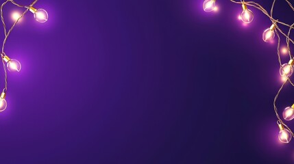 Vibrant Glowing Strand of Christmas Lights on Purple Background for Festive Decoration