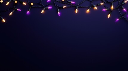 Glowing Purple and Yellow Christmas Lights on a Dark Background for Festive Decor