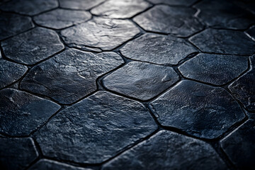 Dark stone pavement close-up.