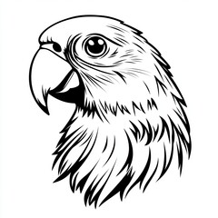 Obraz premium Parrot drawing. Colorful bird, tropical illustration, macaw sketch, exotic wildlife, hand-drawn design, flying parrot, cute character, jungle art