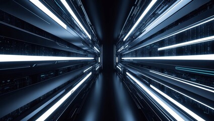 Abstract  background with blue binary code and light streaks on black, representing data flow in technology or cyber security concept Isolated on white background,