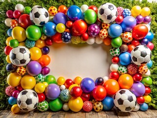 Fototapeta premium Birthday Party Football Theme Decorations with Balloons
