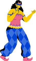 Vector Illustration of Carnival Mask Performer with Costumes