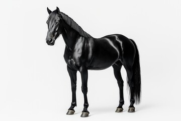 Fototapeta premium Studio photo of a horse isolated against a white background. Wildlife and conservation concept, space for copy.