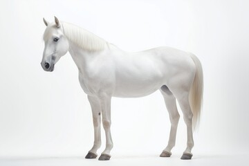 Obraz premium Studio photo of a horse isolated against a white background. Wildlife and conservation concept, space for copy.