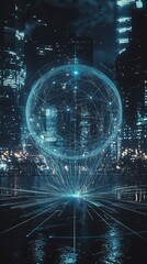 Illuminated smart home hub connecting digital devices in a dark room