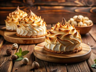 Fototapeta premium Retro photography captures a vintage, homemade Toasted Baked Alaska, showcasing nostalgic food styling.