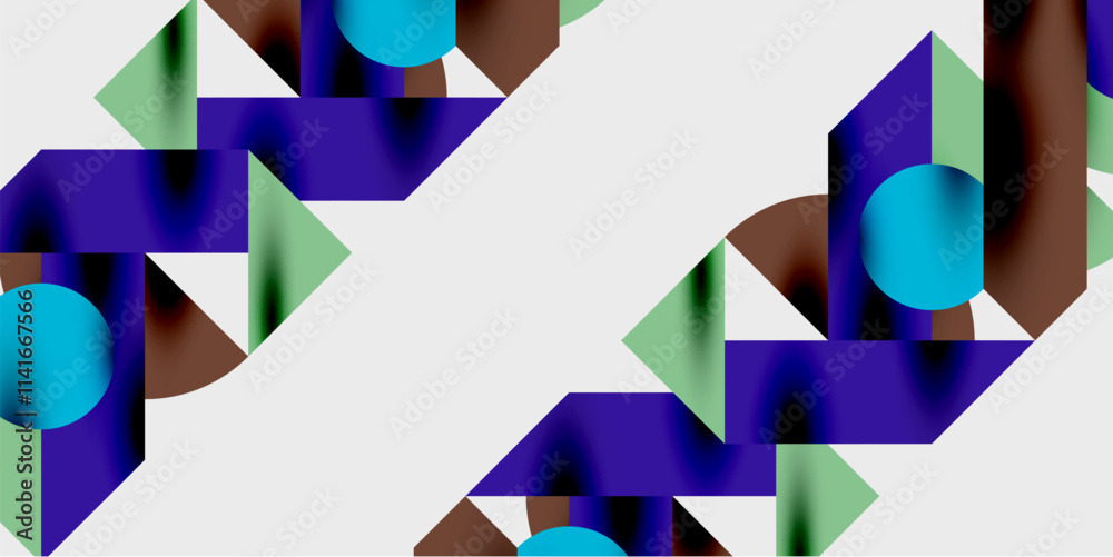 Poster modern abstract background featuring circles, lines, and triangles in a dynamic geometric compositio