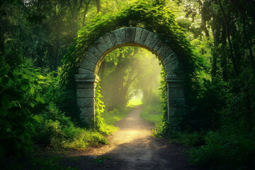 Obraz premium Magic Portal Archway in Mystery Forest