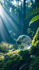 Magical Ethereal Forest with Earth Globe and Sunbeams V3