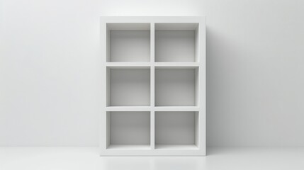 Fototapeta premium A minimalist, cube-style bookshelf with a simple, white frame, and clean, straight lines, isolated on a white background