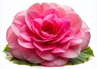 Obraz premium Macro Pink Begonia Flower Isolated White Background AI Photography
