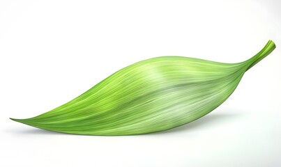 Obraz premium Green leaf with veins on a white background.