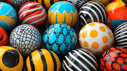 Obraz premium Colorful Decorative Balls with Unique Patterns and Textures