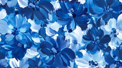 Obraz premium Vivid blue flowers painting detailed abstract artwork.. AI Generated