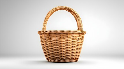 Rustic Woven Basket with Handle for Storage or Decoration Use