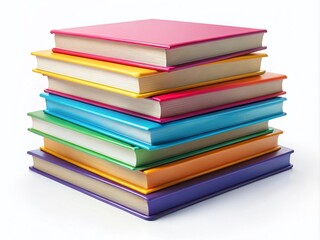 Stacked Textbooks Mockup - White Background Design Template