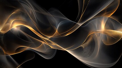 Obraz premium Black and golden waves abstract background random curves illustration wallpaper