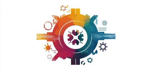 A digital icon showing various elements combined into one symbol, representing versatility.