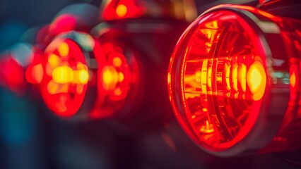 red emergency light on the street and safety light