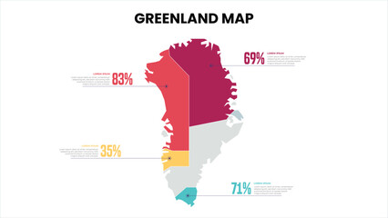 Greenland Modern Map Percentage Infographic Template Detailed infographic map of Greenland