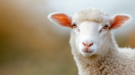 Fototapeta premium Sheep gazing calmly in a meadow during a serene afternoon